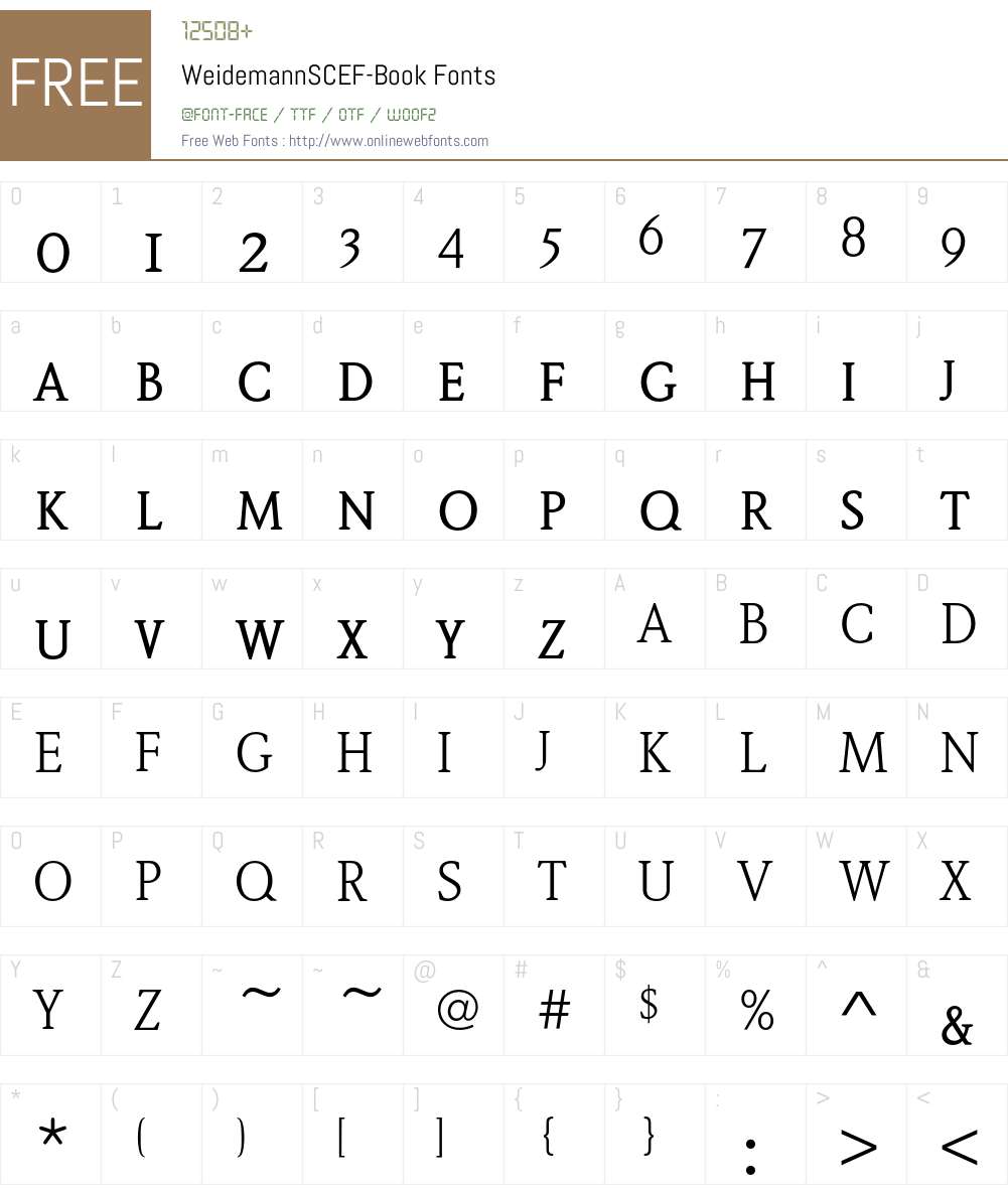 WeidemannSCEF Font Screenshots