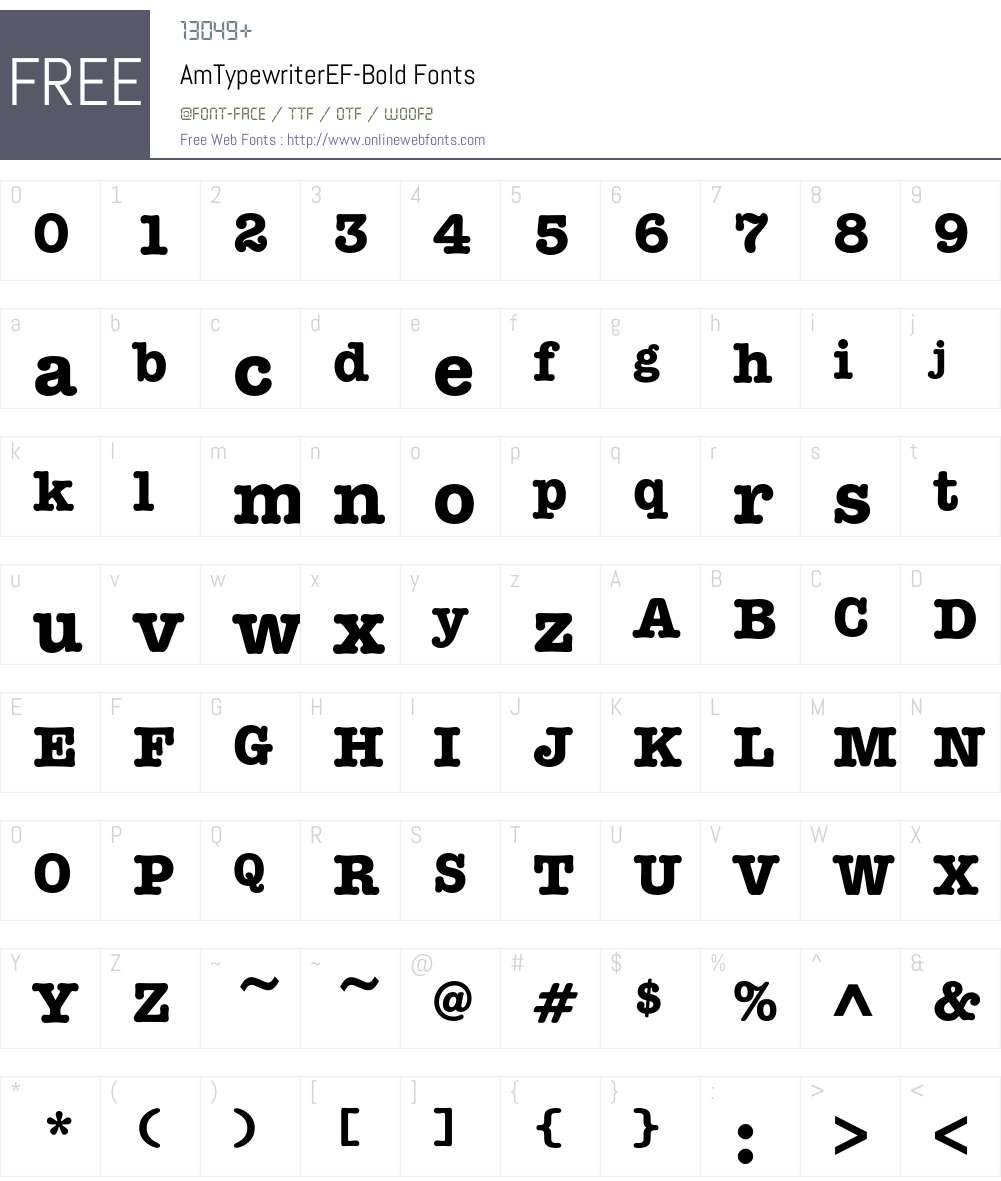 AmTypewriterEF Font Screenshots