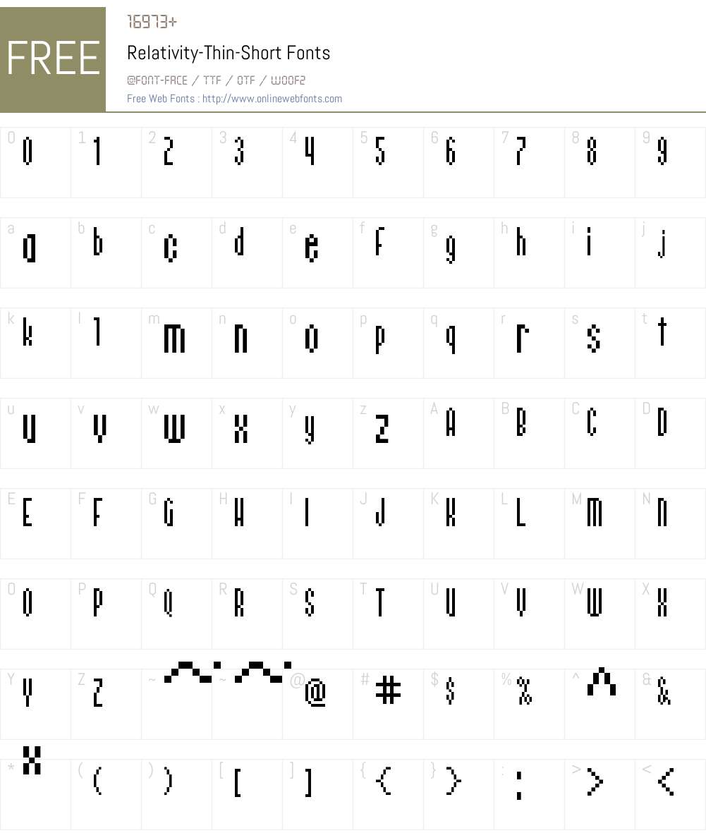 Relativity Thin Short Font Screenshots