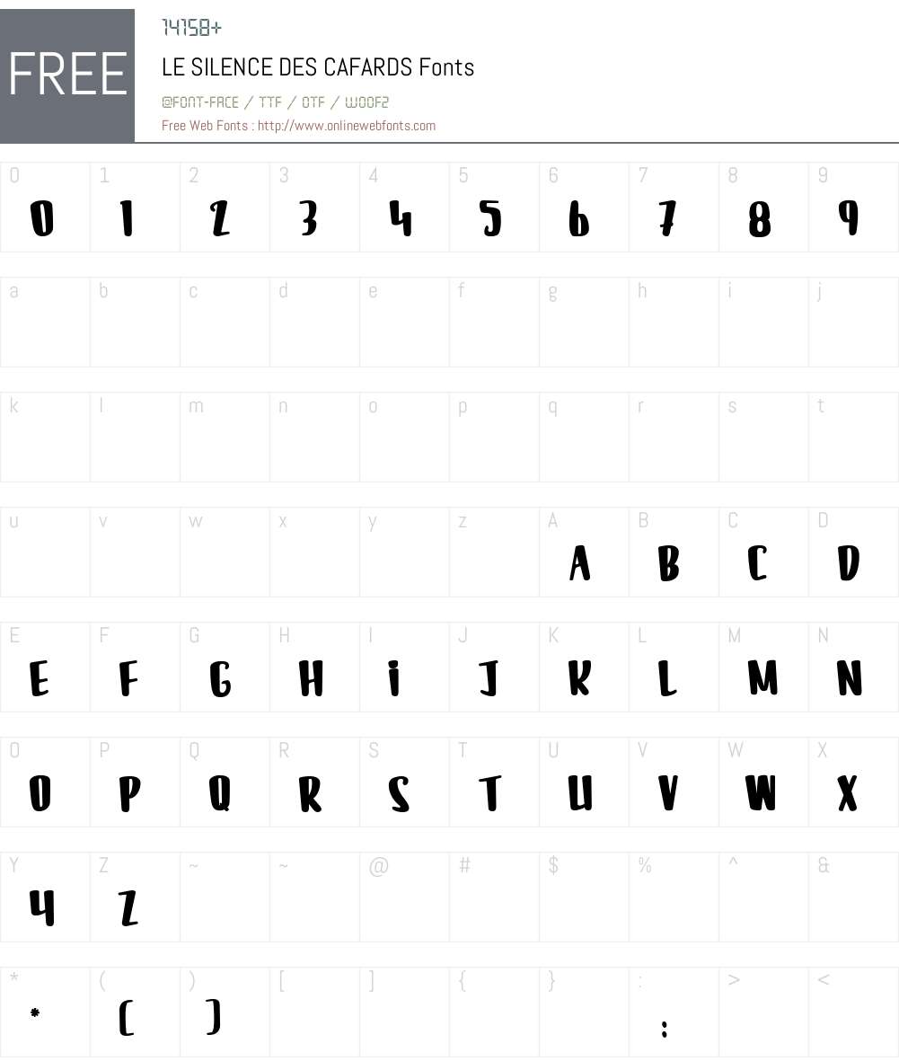 LE SILENCE DES CAFARDS Font Screenshots