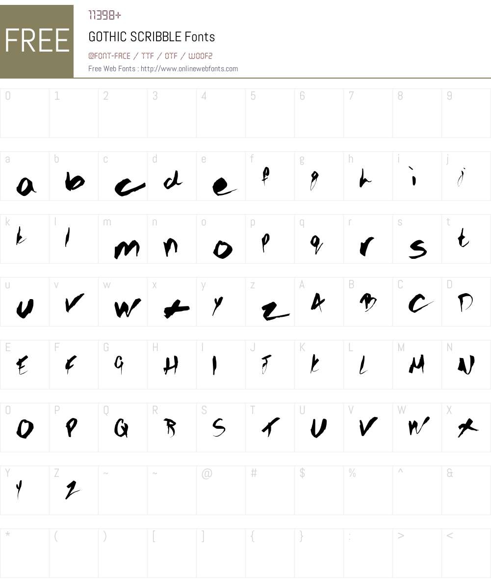 GOTHIC SCRIBBLE Font Screenshots