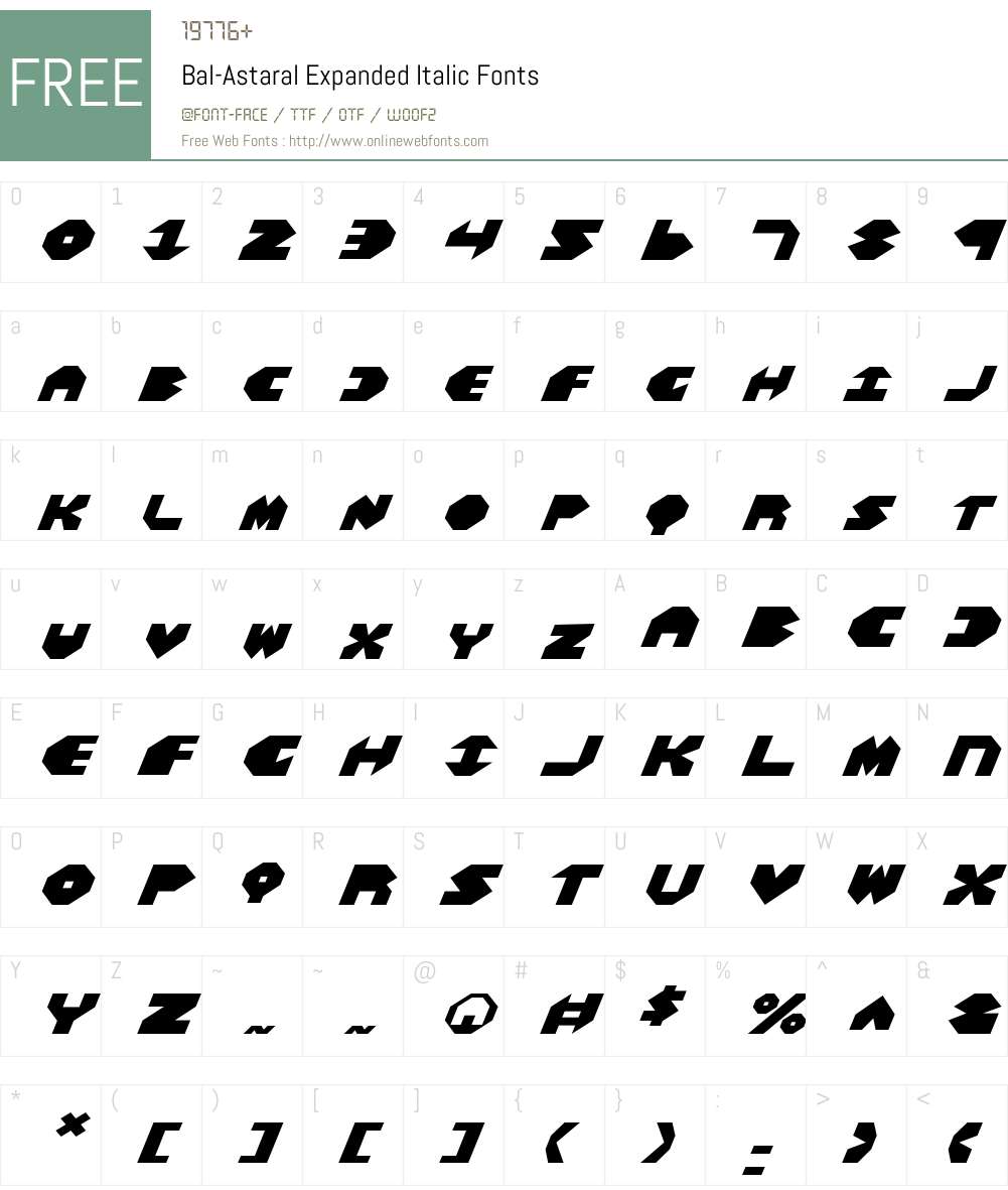 Bal-Astaral Expanded Italic Font Screenshots