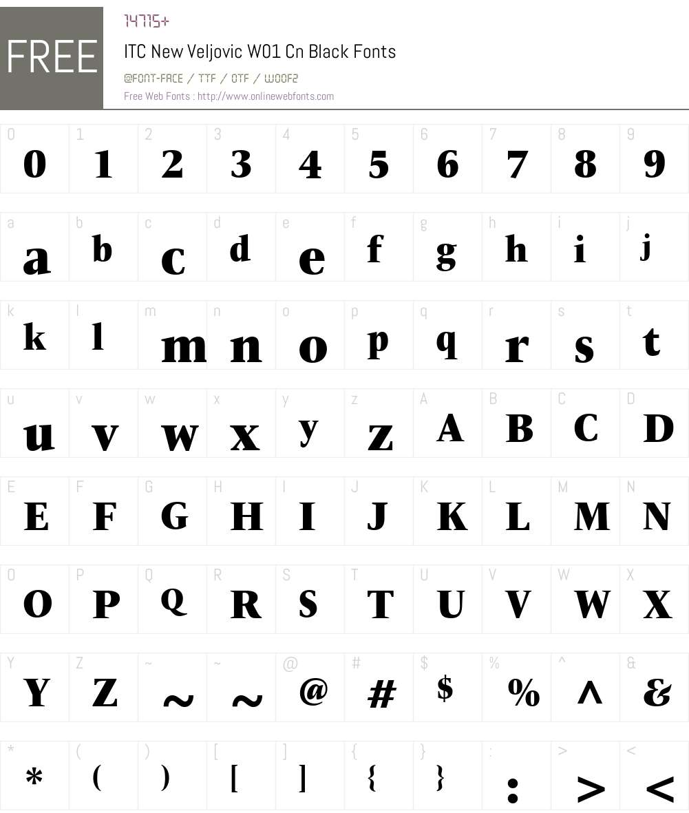 ITCNewVeljovicW01-CondBlack Font Screenshots