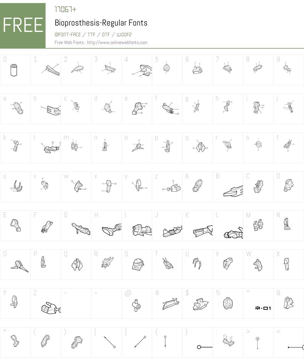 Bioprosthesis Font Screenshots