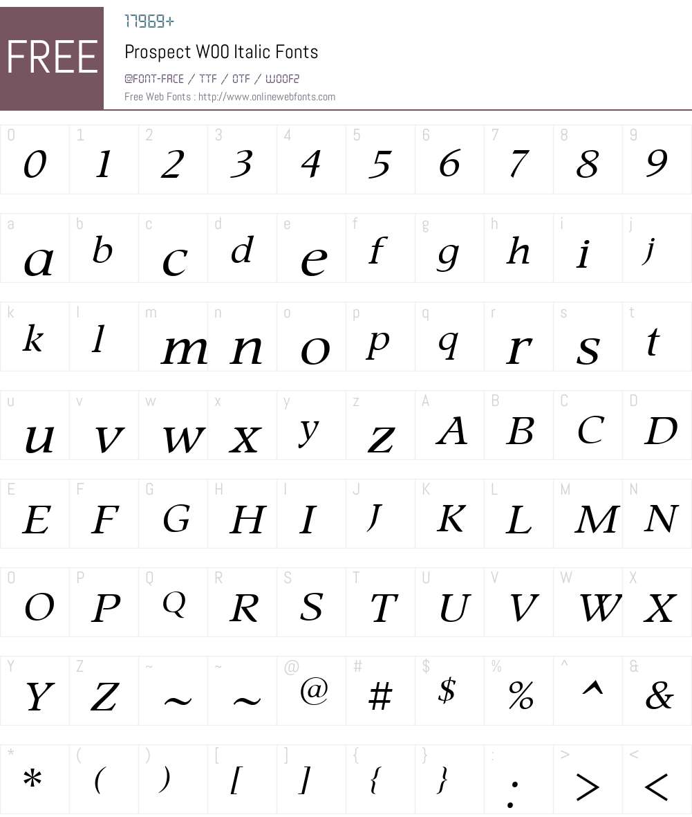ProspectW00-Italic Font Screenshots