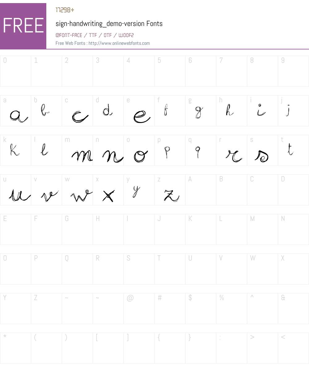 sign-handwriting_demo-version Font Screenshots