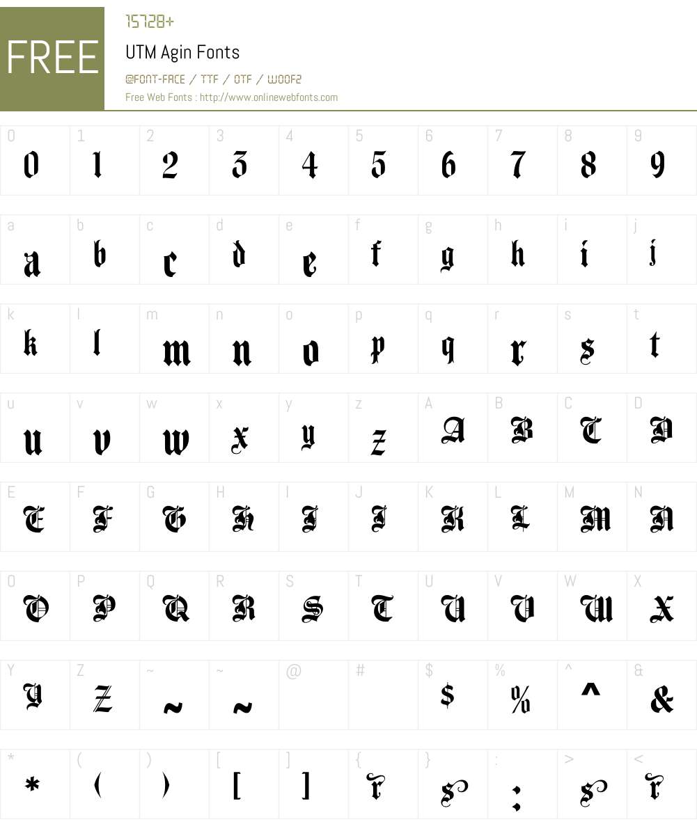 UTM Agin Font Screenshots