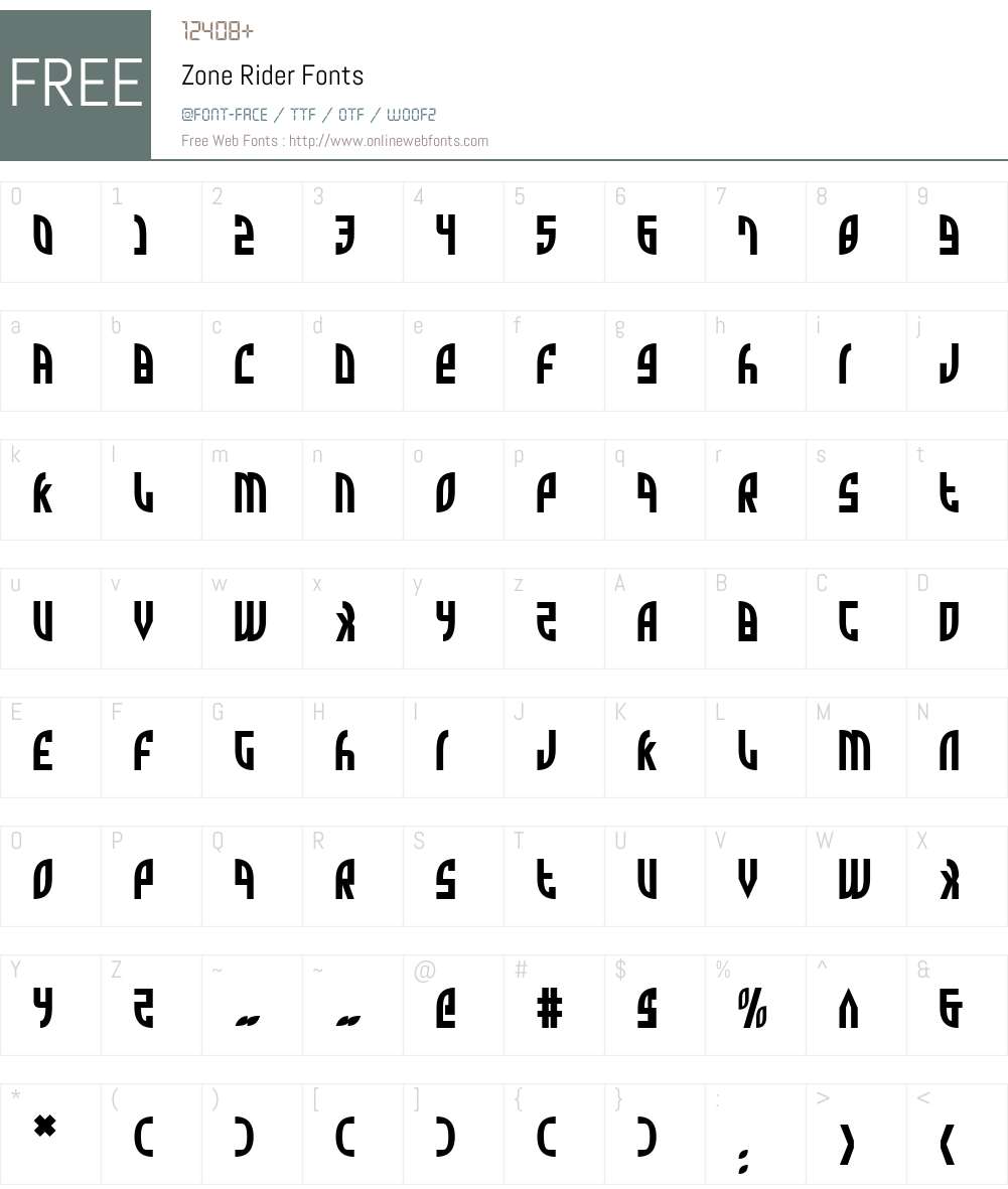 Zone Rider Font Screenshots
