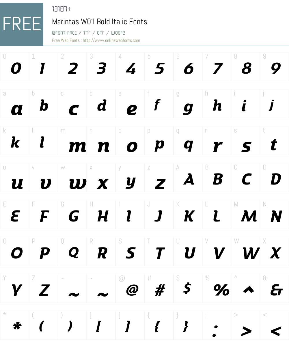 MarintasW01-BoldItalic Font Screenshots