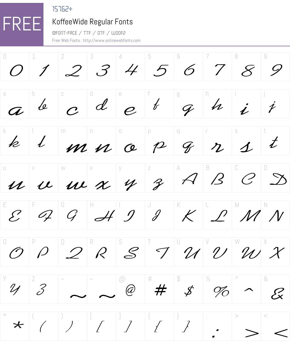 KoffeeWide Font Screenshots
