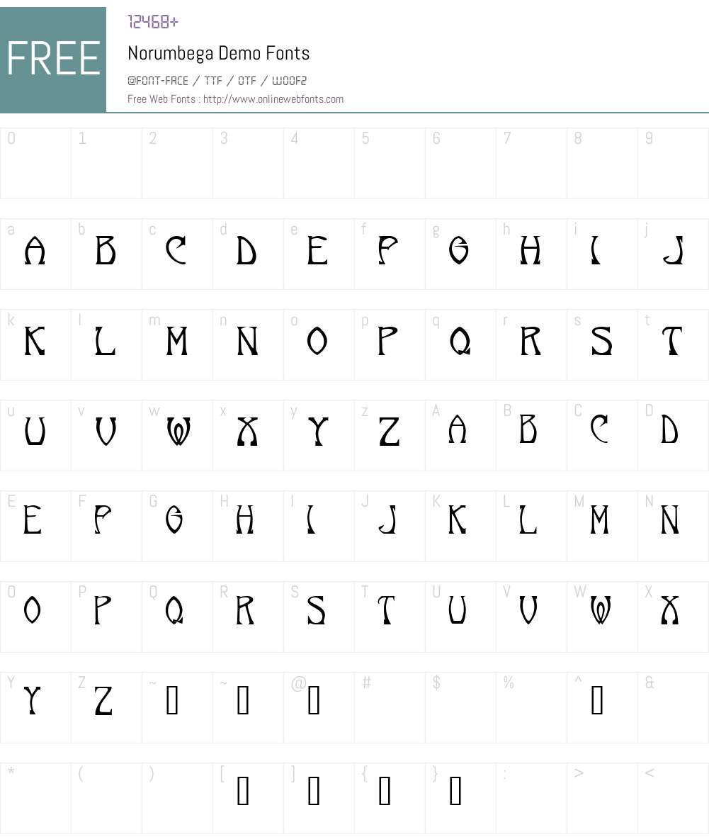 Norumbega Demo Font Screenshots