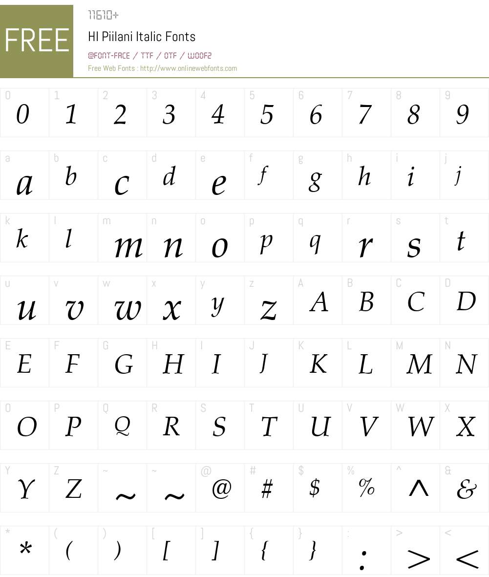 HI Piilani Italic Font Screenshots