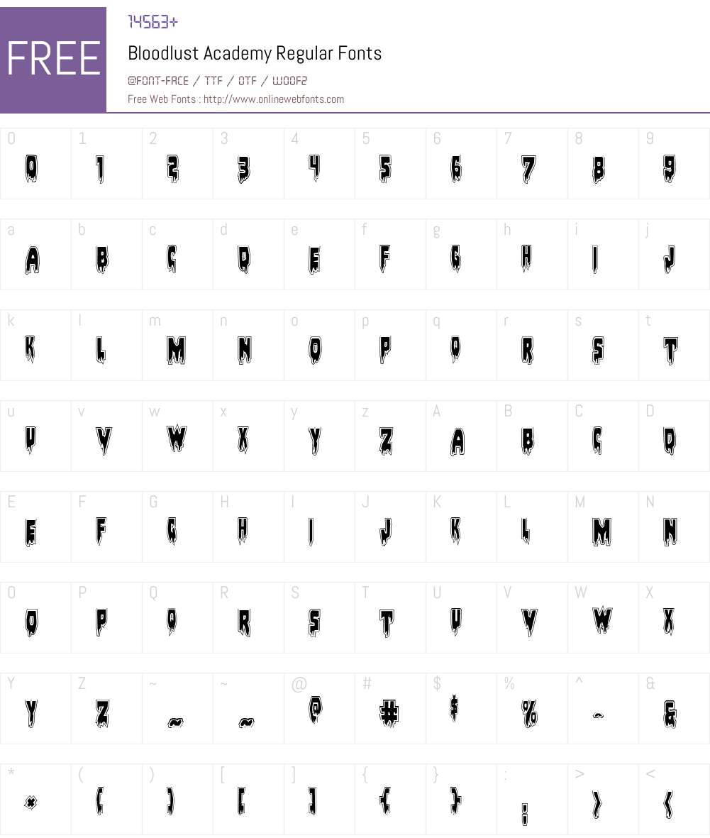 Bloodlust Academy Font Screenshots