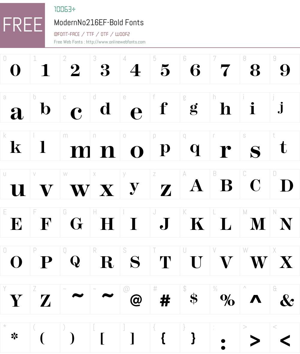 ModernNo216EF Font Screenshots