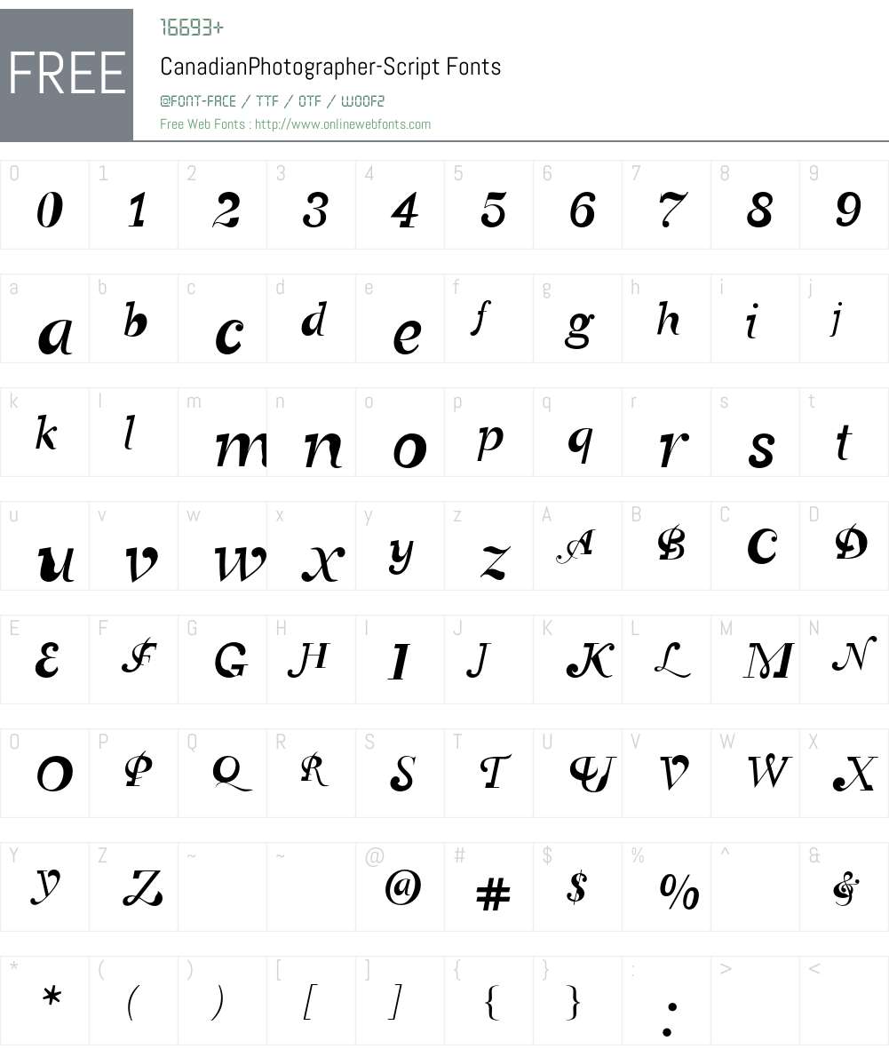 CanadianPhotographer Font Screenshots