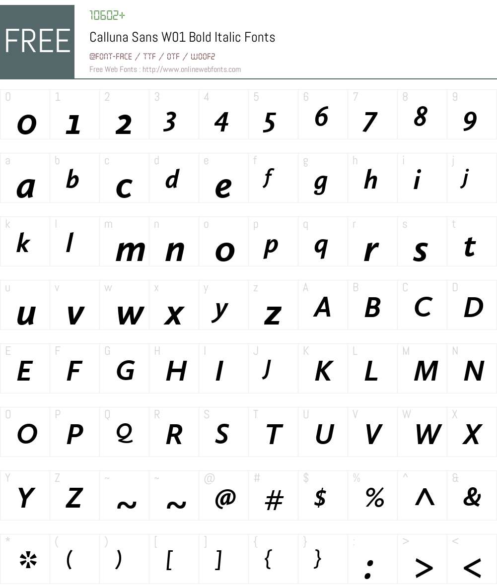 CallunaSansW01-BoldItalic Font Screenshots