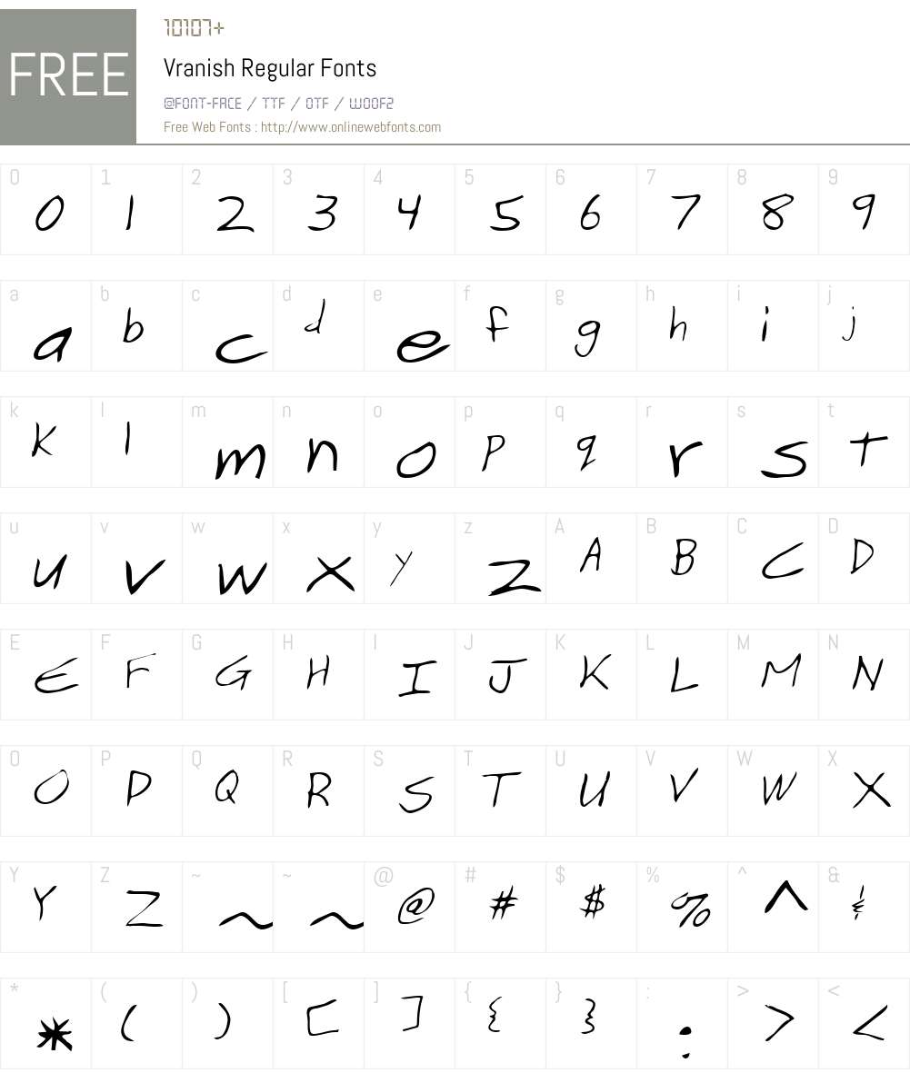 Vranish Font Screenshots