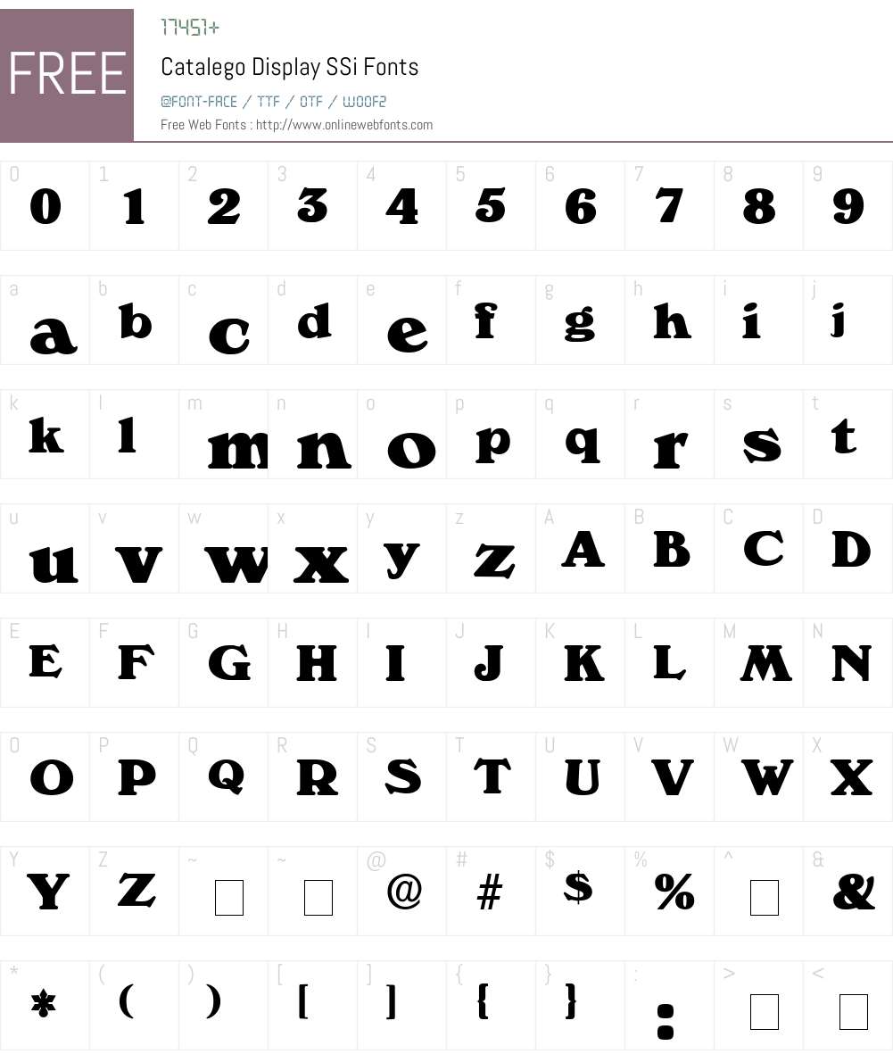 Catalego Display SSi Font Screenshots