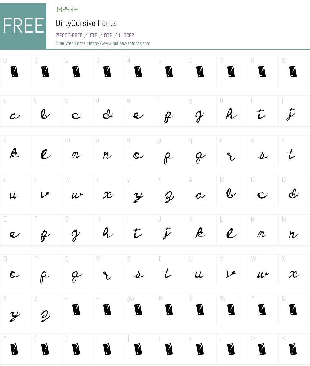 DirtyCursive Font Screenshots