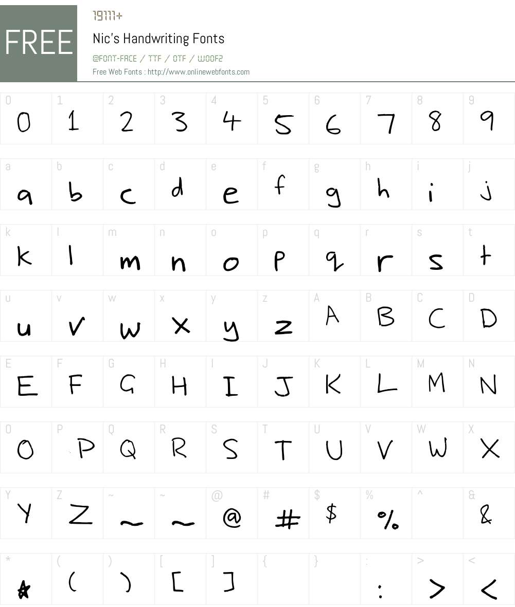 Nic's Handwriting Font Screenshots