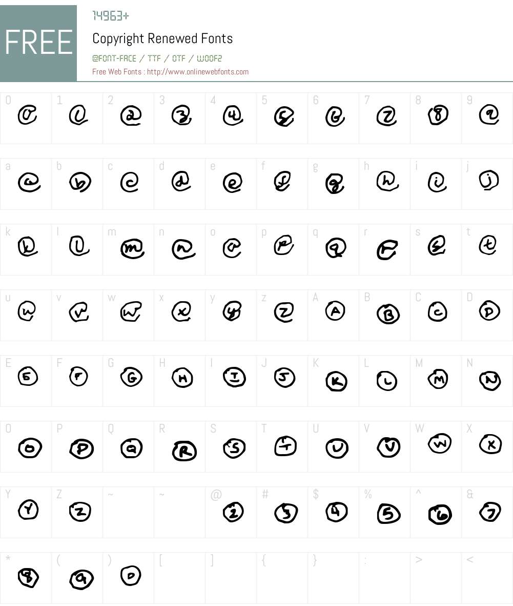 Copyright Renewed Font Screenshots