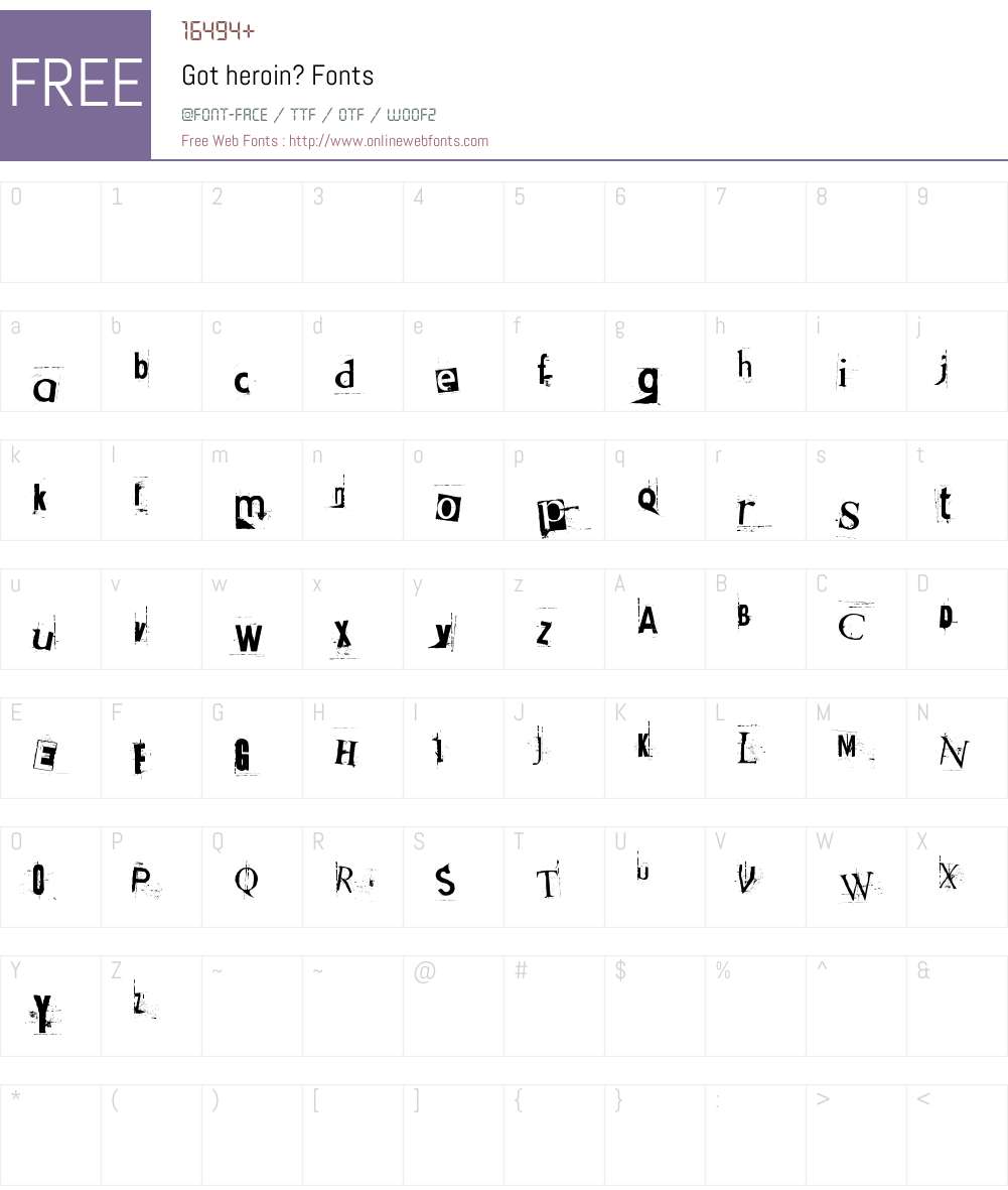 Got heroin? Font Screenshots