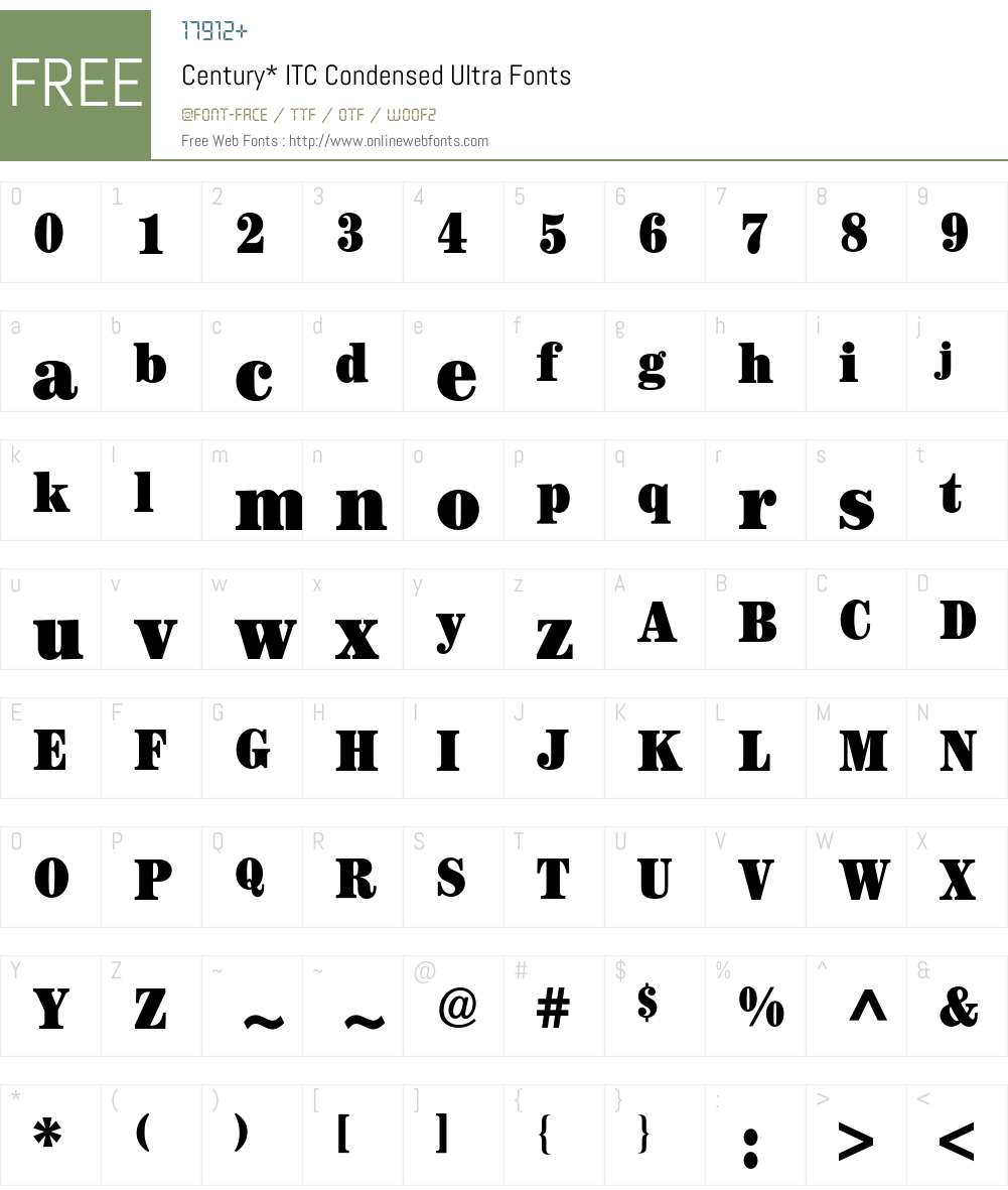 Century ITC BQ Font Screenshots