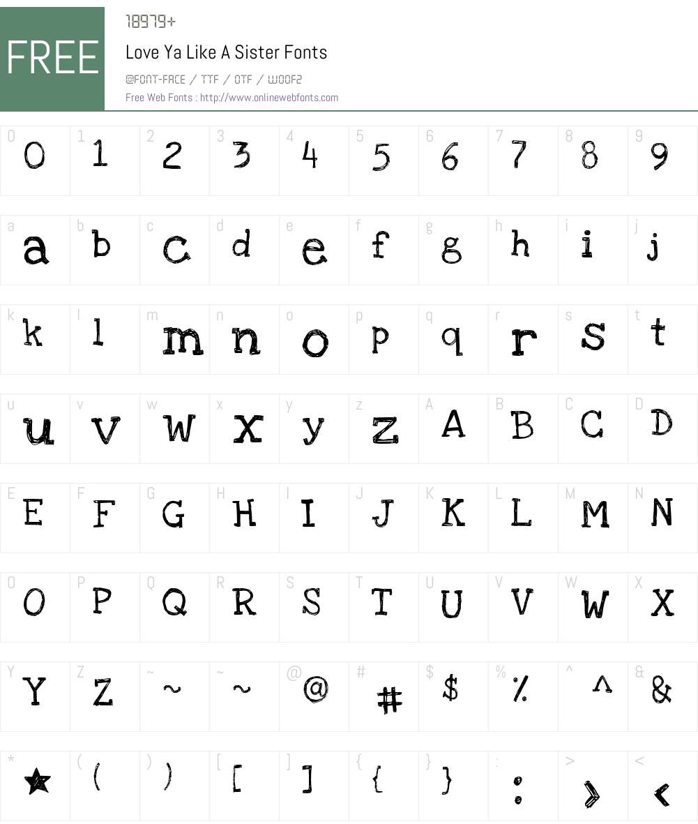 Love Ya Like A Sister Font Screenshots