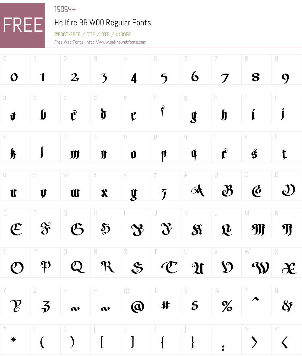 HellfireBBW00-Regular Font Screenshots