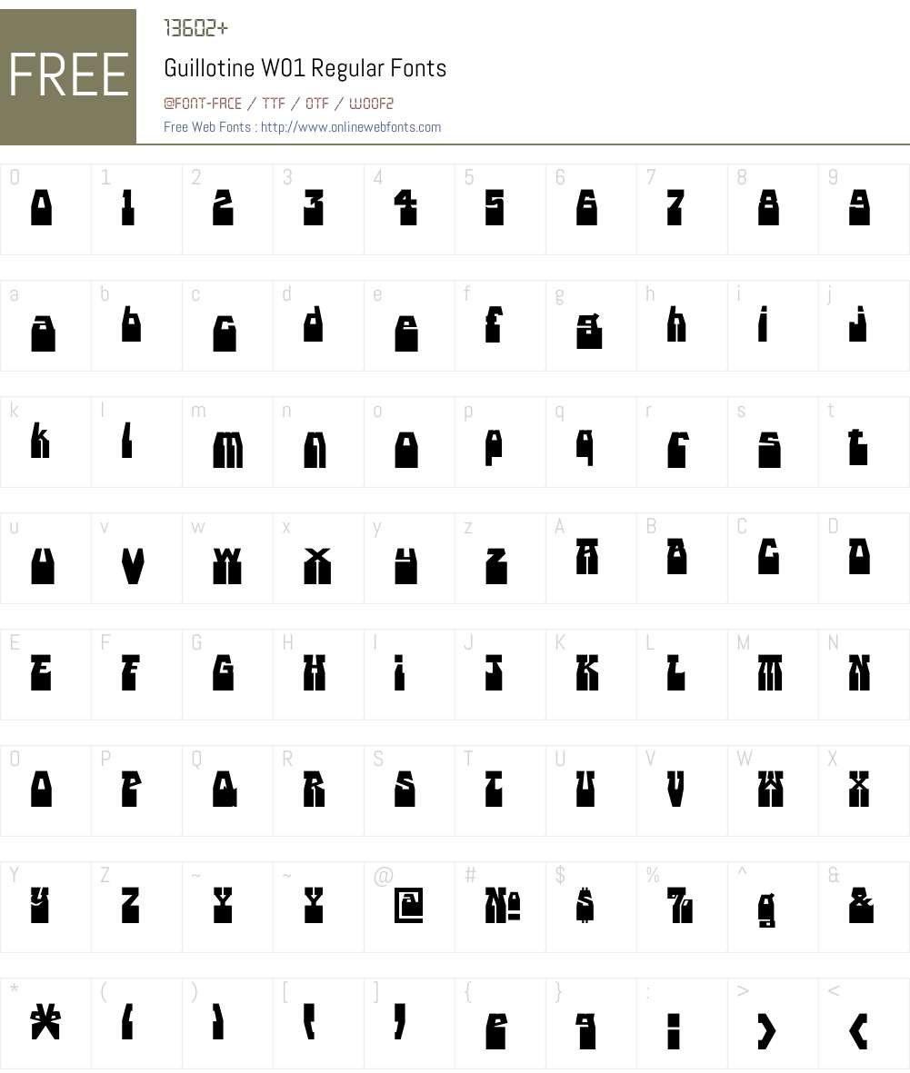 GuillotineW01-Regular Font Screenshots