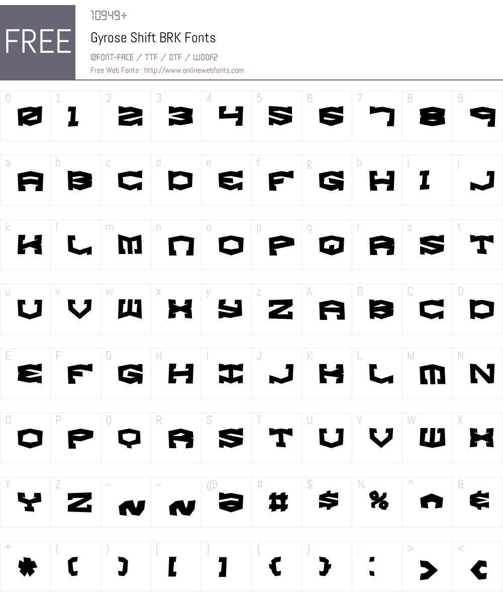 Gyrose Shift BRK Font Screenshots