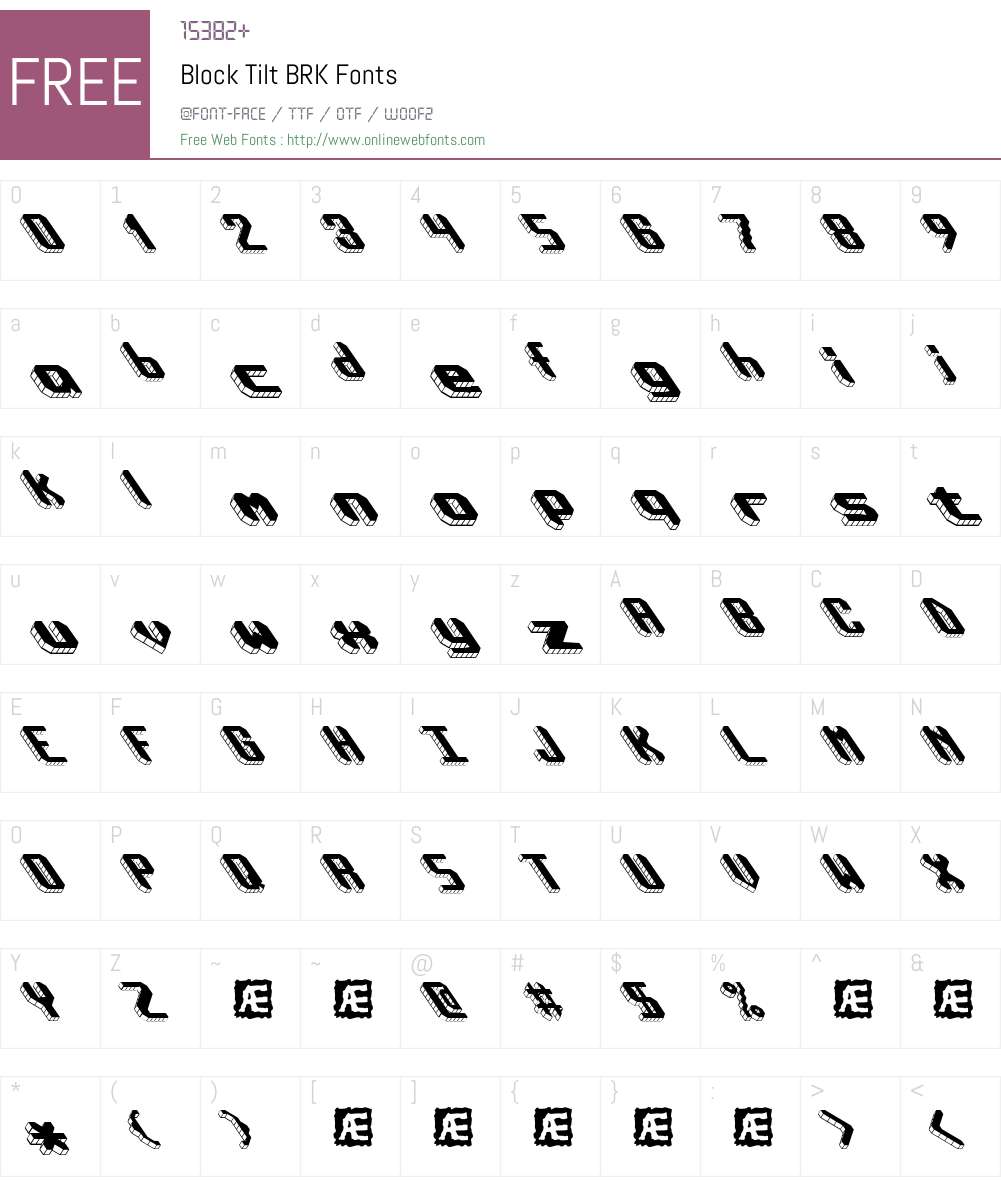 Block Tilt BRK Font Screenshots