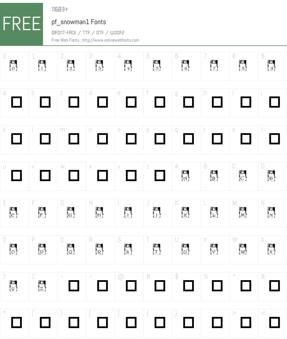 pf_snowman1 Font Screenshots