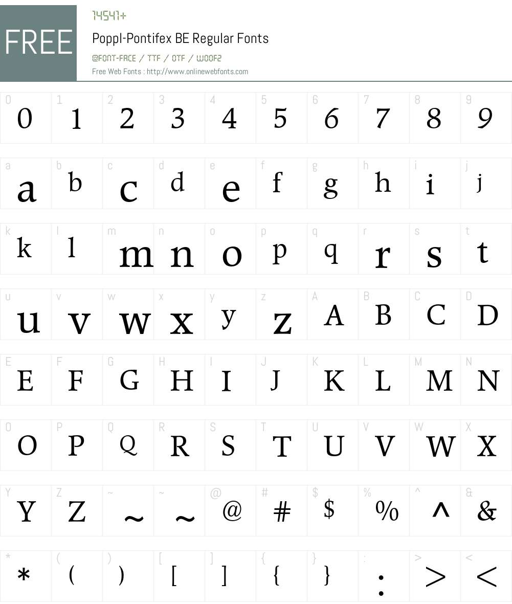 Poppl-Pontifex BE Font Screenshots