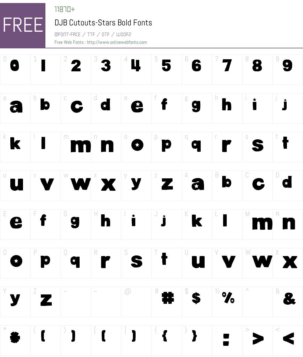 DJB Cutouts-Stars Font Screenshots