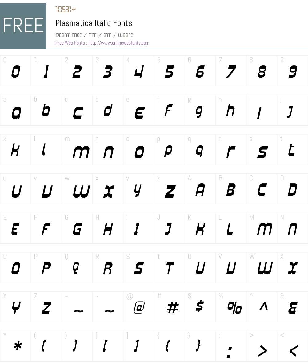 Plasmatica Font Screenshots