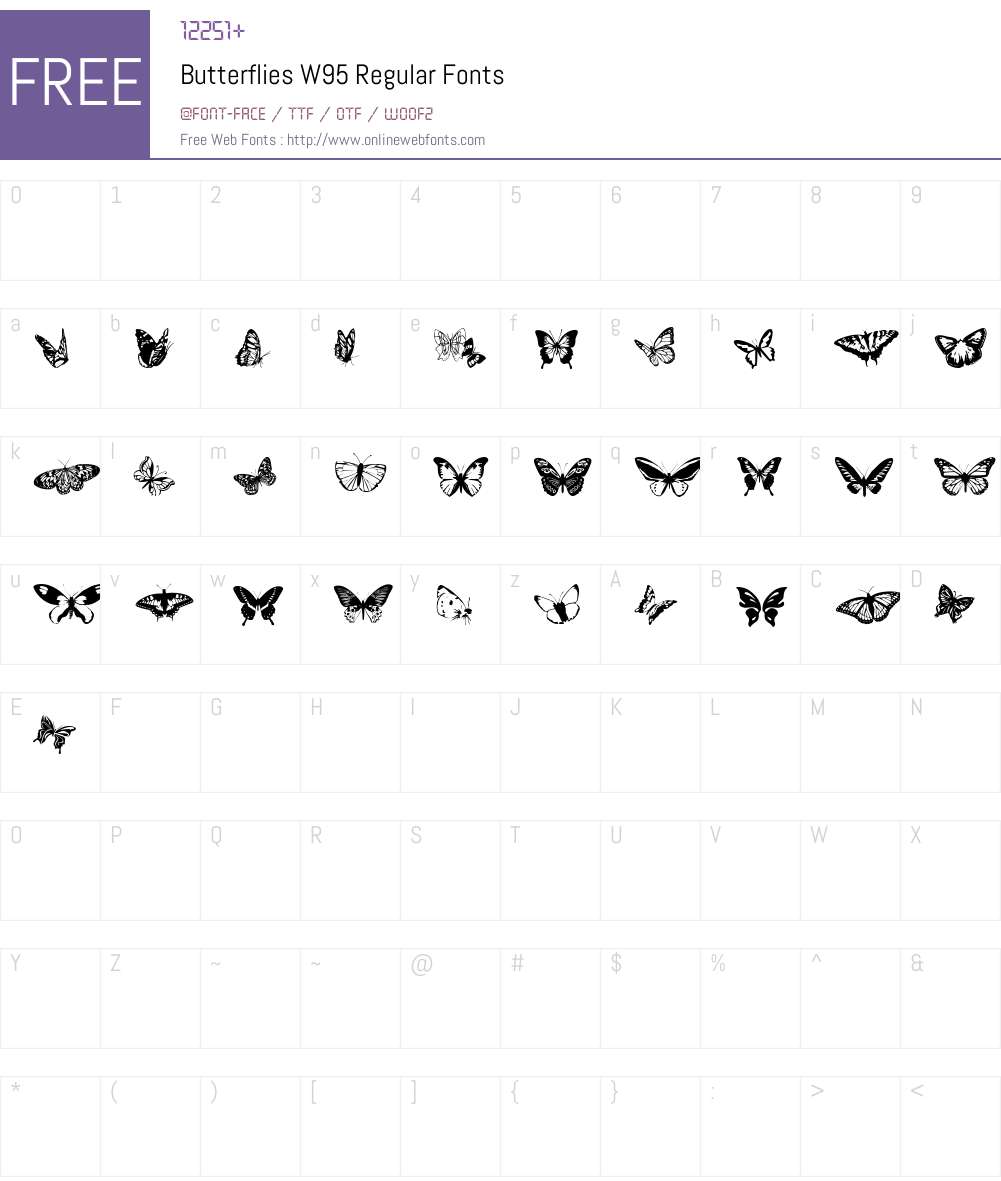 ButterfliesW95-Regular Font Screenshots