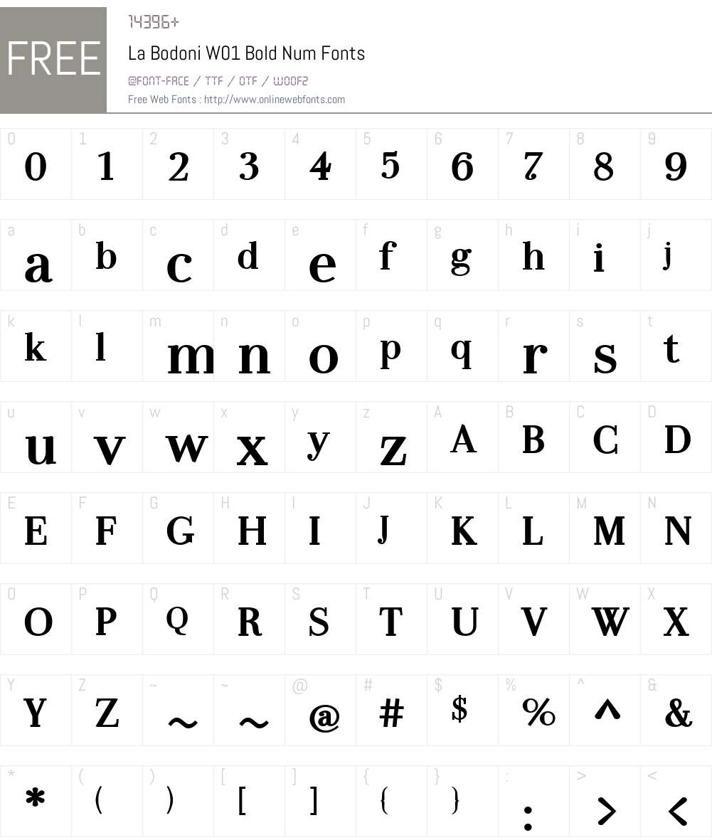 LaBodoniW01-BoldNum Font Screenshots