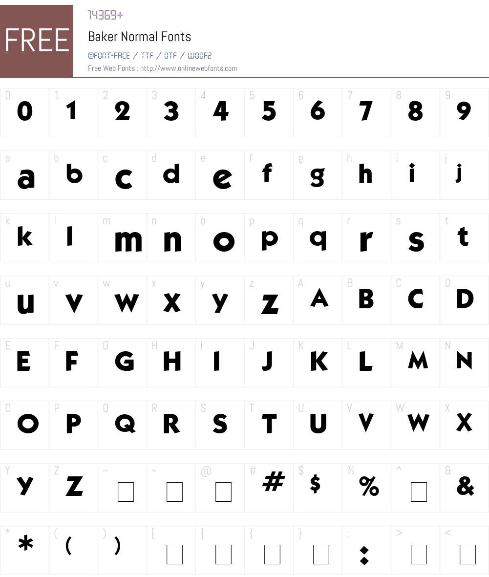 Baker Font Screenshots
