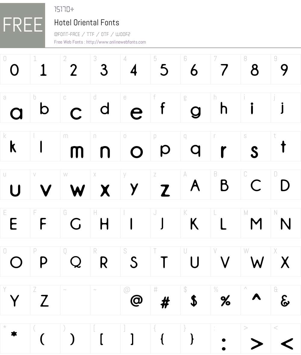 Hotel Oriental Font Screenshots