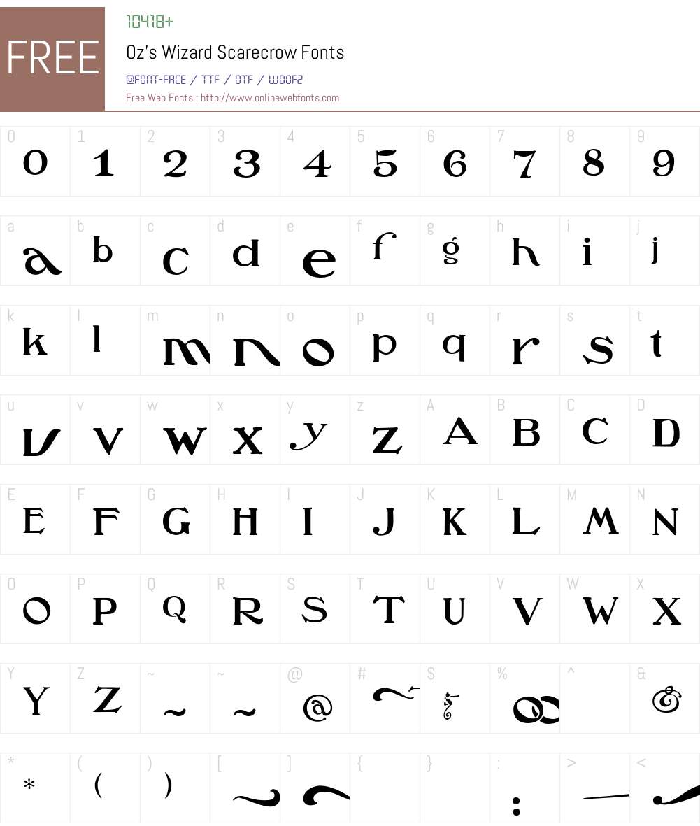 Oz'sWizard Font Screenshots