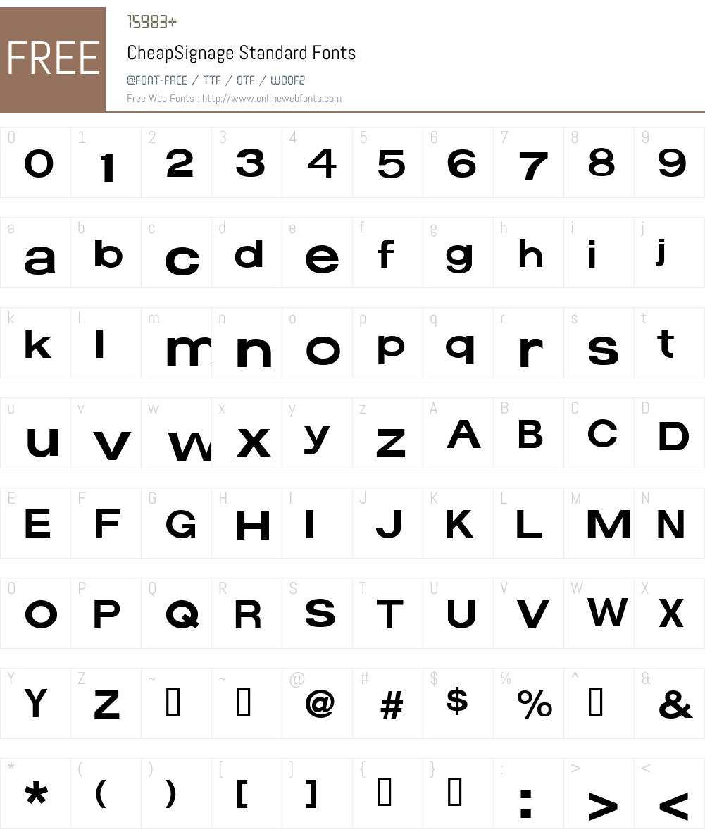 CheapSignage Font Screenshots