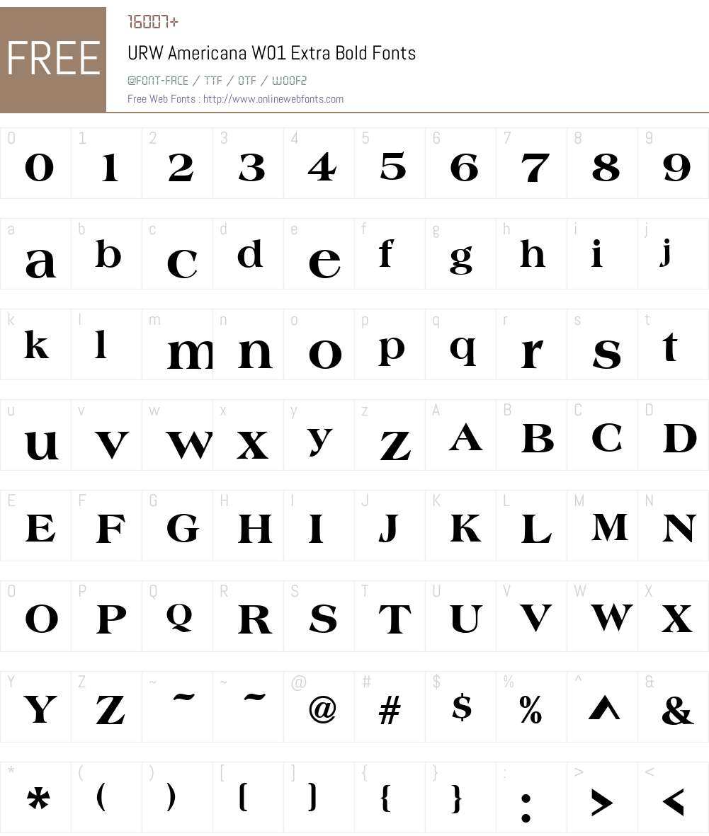 URWAmericanaW01-ExtraBold Font Screenshots