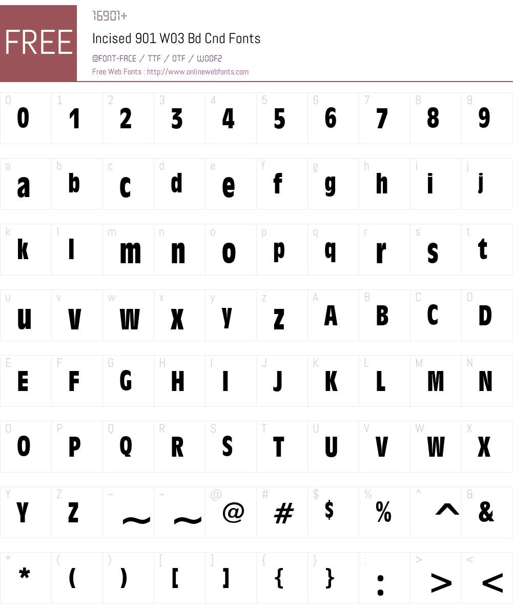 Incised 901 Font Screenshots