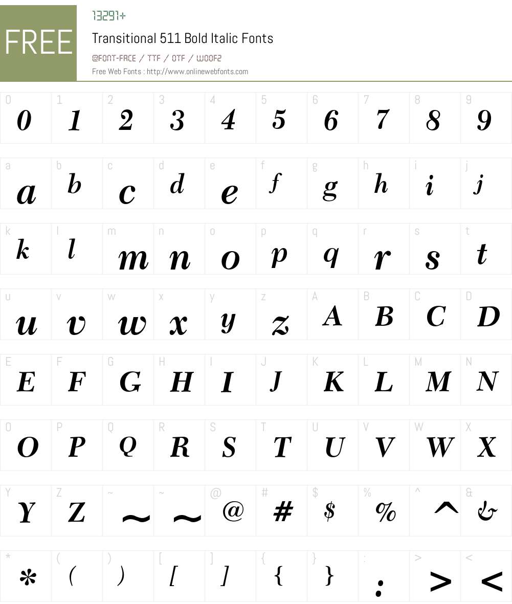 Transitional 511 Font Screenshots