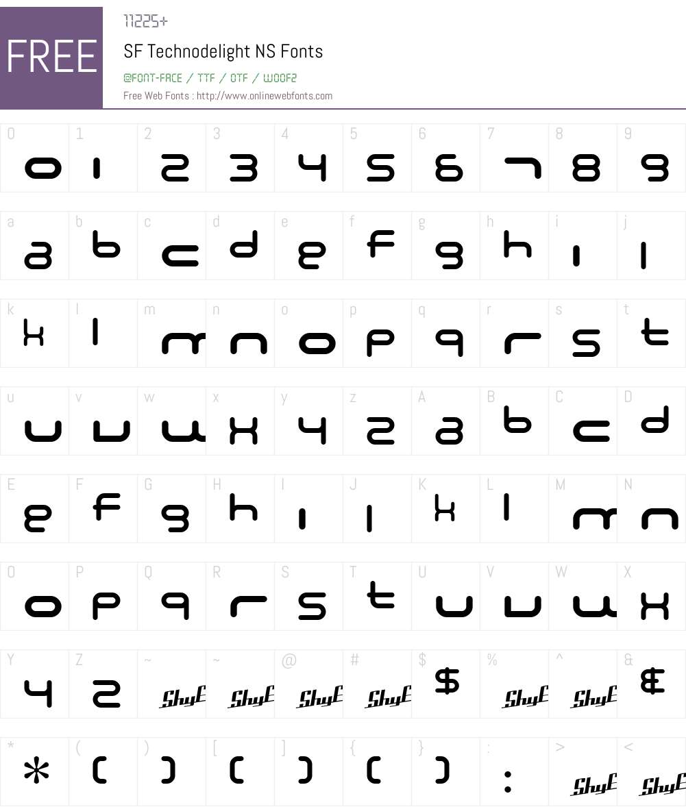 SF Technodelight NS Font Screenshots