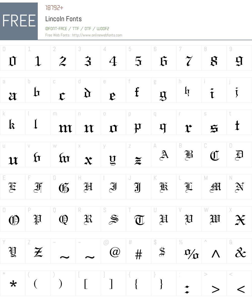 Lincoln Font Screenshots