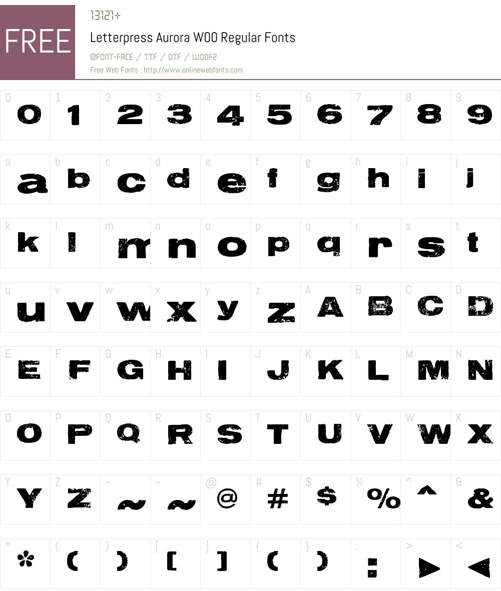 LetterpressAuroraW00-Rg Font Screenshots