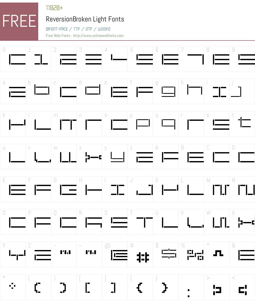 ReversionBroken Font Screenshots