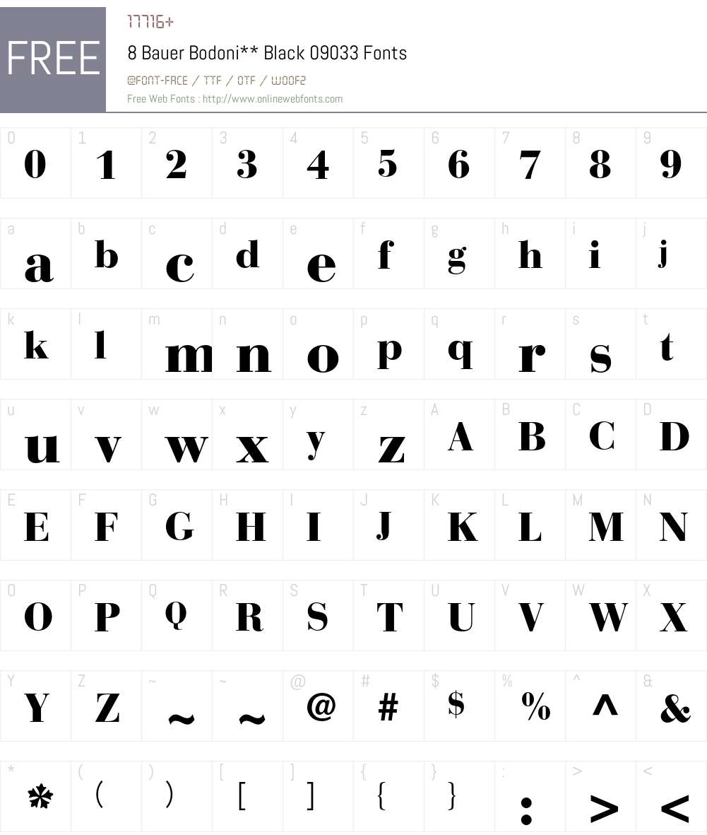 BauerBodoni Font Screenshots